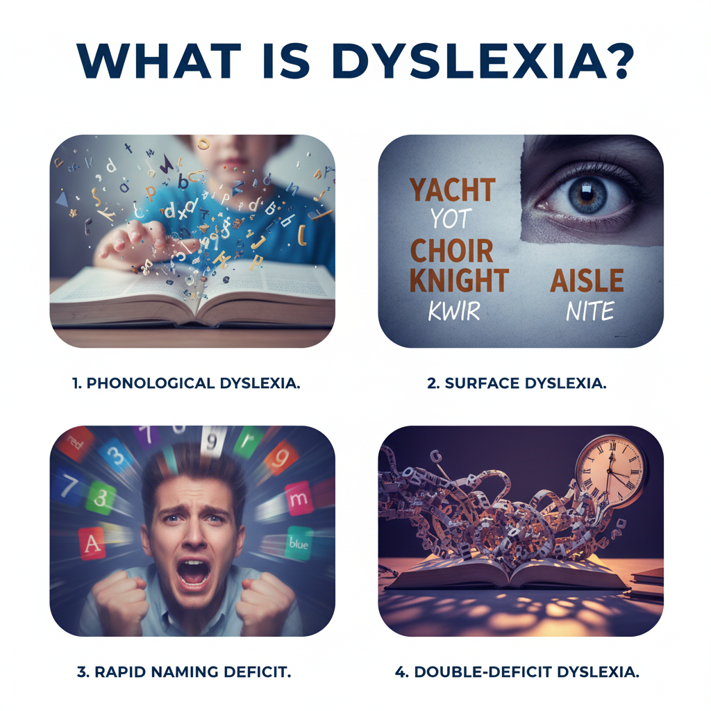 What is Dyslexia? What are four types of Dyslexia?​